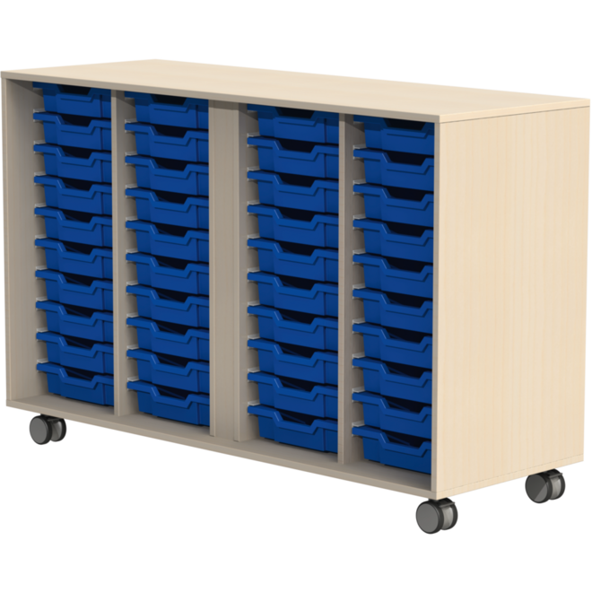 Ladenkast Flex 4, zonder laden met wielen, ahorn