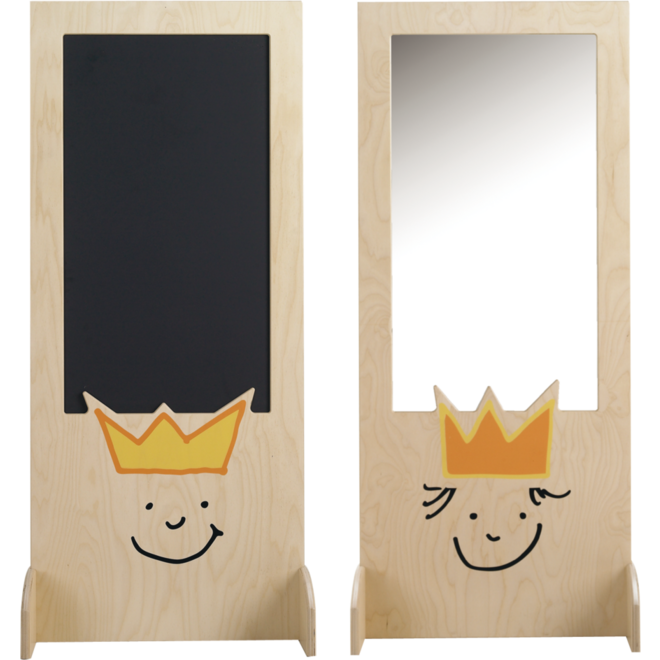 Spiegel-krijtbord koning en koningin