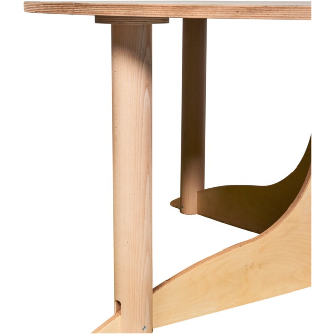 Tafelboom 240cm (h), ronde tafel 150cm, C3 (59cm) HPL blad wit eiken