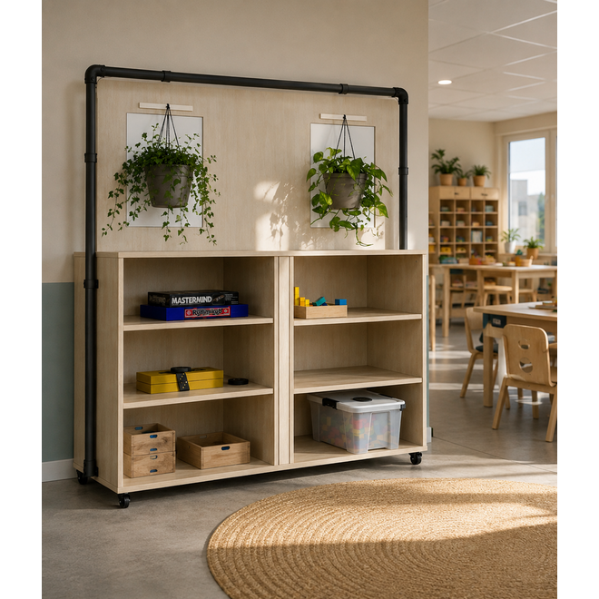 Kast 4 Flex, Ahorn, met opzetwand in buizenframe (zwart)