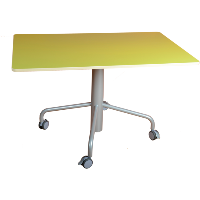 Zit-/statafel 80 x 80 cm op wielen, H.I. van 72 tot 116 cm