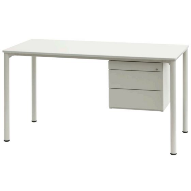 Docentenbureau Luma 140 x 70 cm kunststof blad, 2 afsluitbare lade