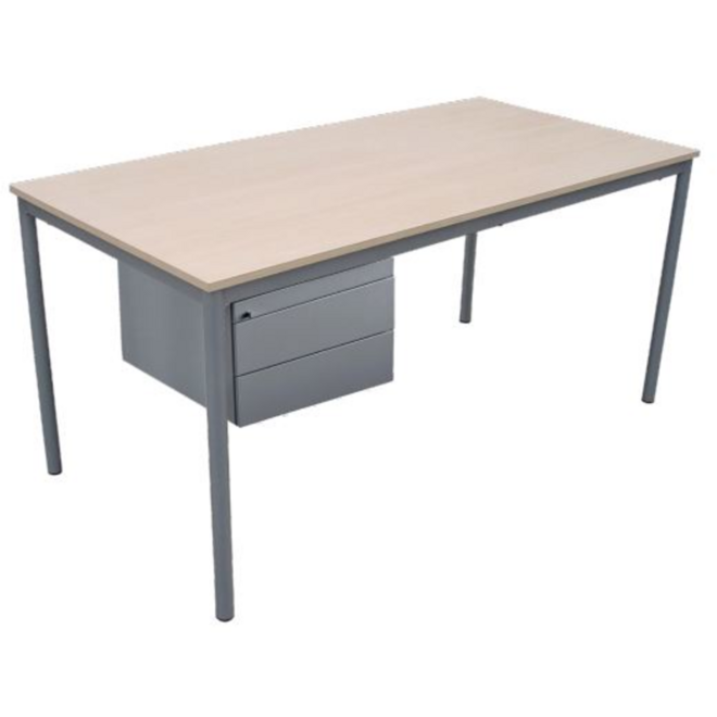 Docentenbureau Rondo 140x70 cm, blad kunststof PP-rand, 1 lade A6