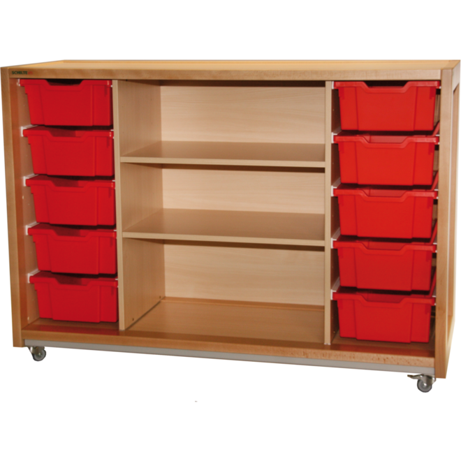 Kast 340 serie Ahorn, 2 halve legplanken, 10 laden van 15 cm