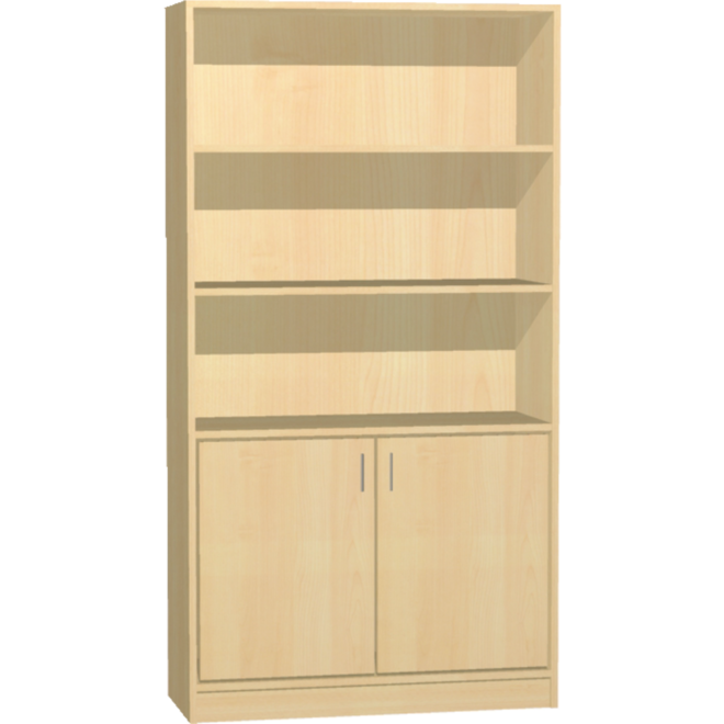 Hoge kast, beuken, 100 × 40 × 188 cm, 2 deuren onder, 4 legplanken