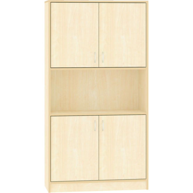 Hoge kast, ahorn, 100 × 40 × 188 cm, 2 × 2 deuren, 3 legplanken