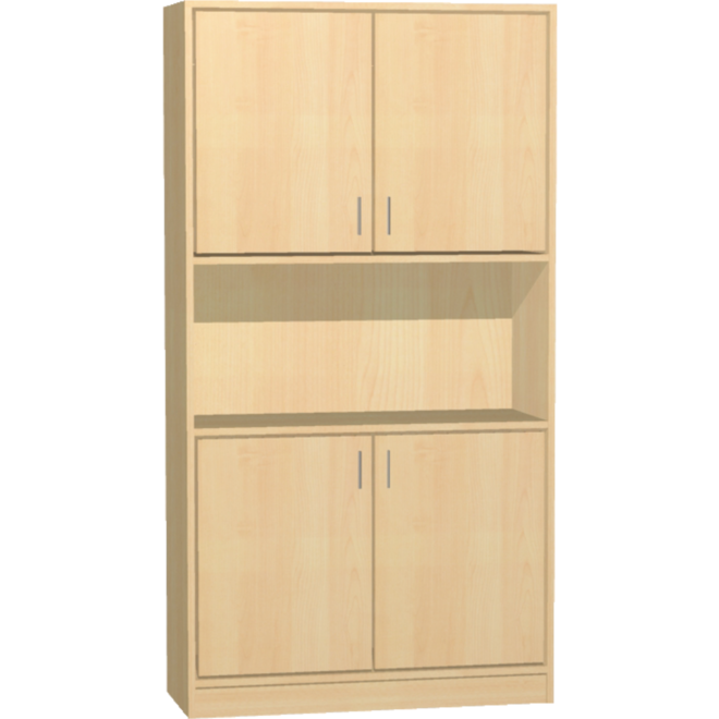 Hoge kast, beuken, 100 × 40 × 188 cm, 2 × 2 deuren, 3 legplanken