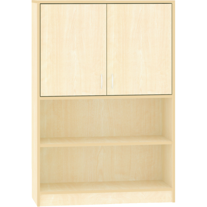 Kast half open, ahorn, 100 × 40 × 146 cm, 2 deuren boven, 2 legplanken