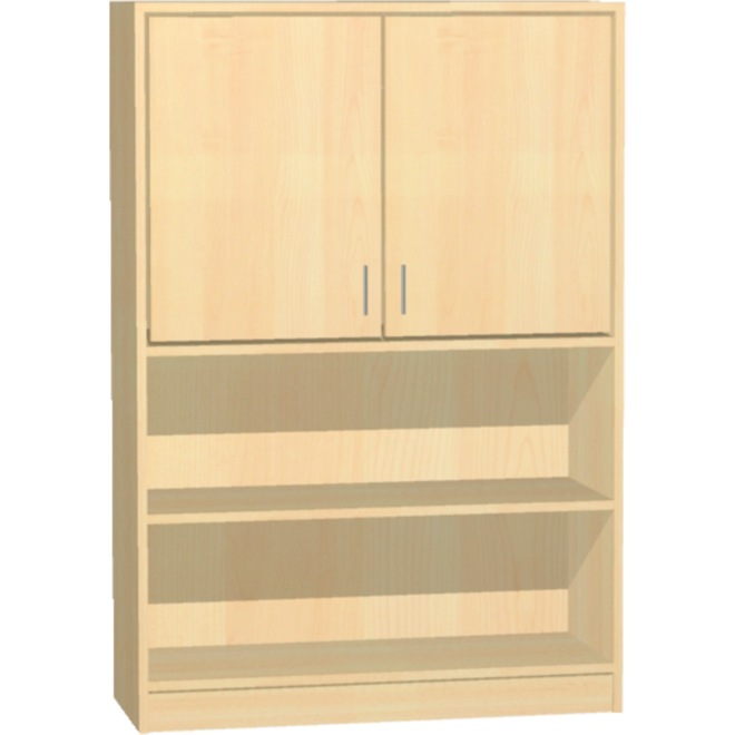 Kast half open, beuken, 100 × 40 ×146 cm, 2 deuren boven, 2 legplanken