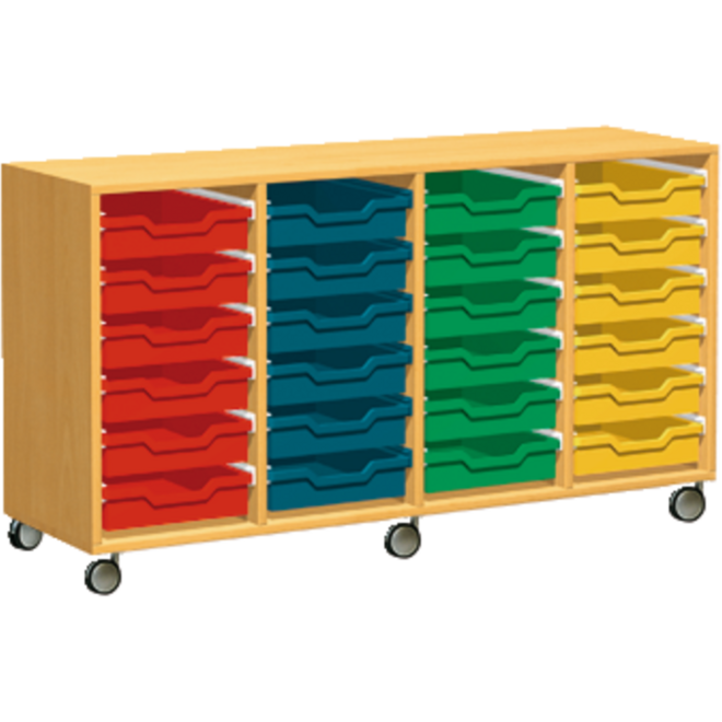 Materiaalkast Basic 139 cm breed, beuken, zonder laden, op wielen