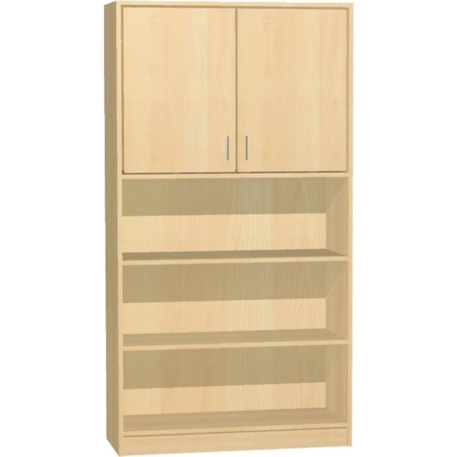 Hoge kast, beuken, 100 × 40 × 188 cm, 2 deuren boven, 2 legplanken