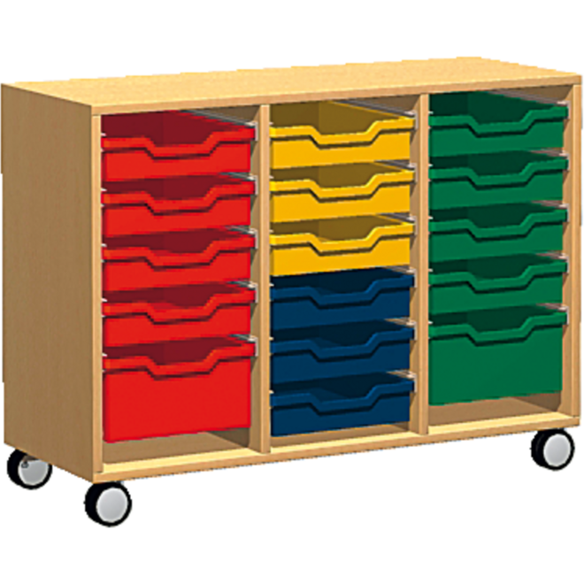 Materiaalkast Basic 105 cm breed, beuken, zonder laden, op wielen