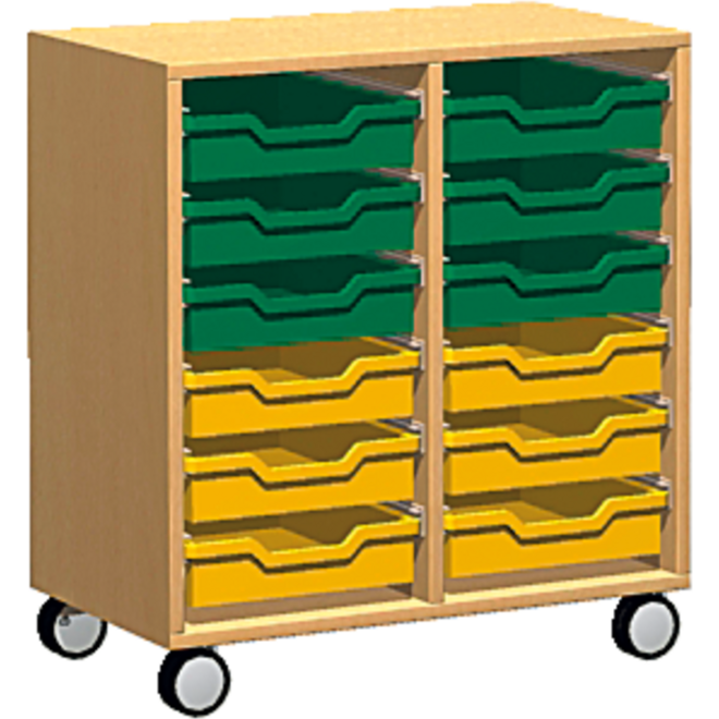 Materiaalkast Basic 71 cm breed, beuken, zonder laden, op wielen