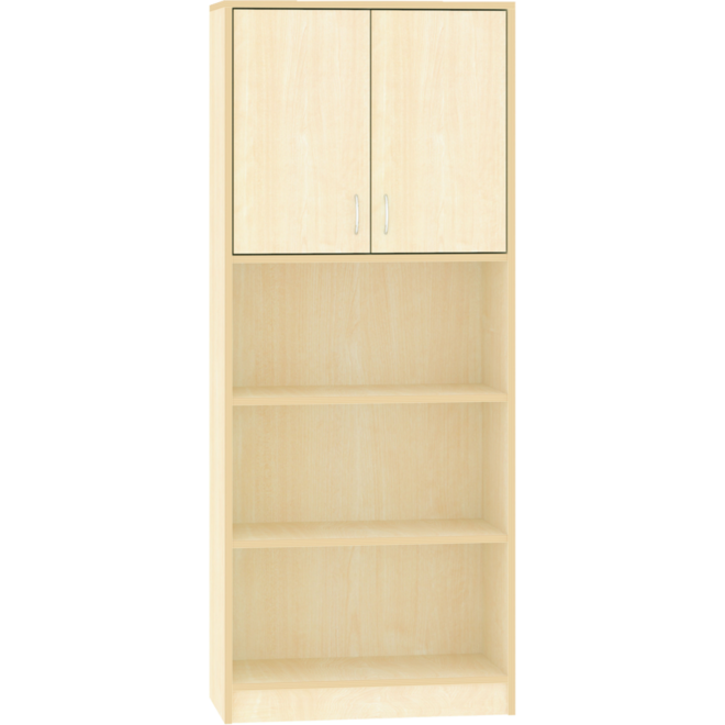 Hoge kast, 77 × 40 × 188,5 cm, 2 deuren boven, 3 legplanken