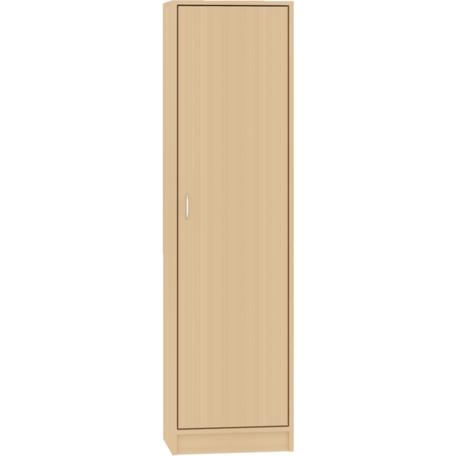 Hoge kast, beuken, 51 x 40 x 188 cm, 1 deur rechtsdraaiend, 4 legplanken