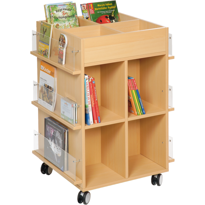 Boekentoren, beuken verrijdbaar 60 × 70 × 101 cm