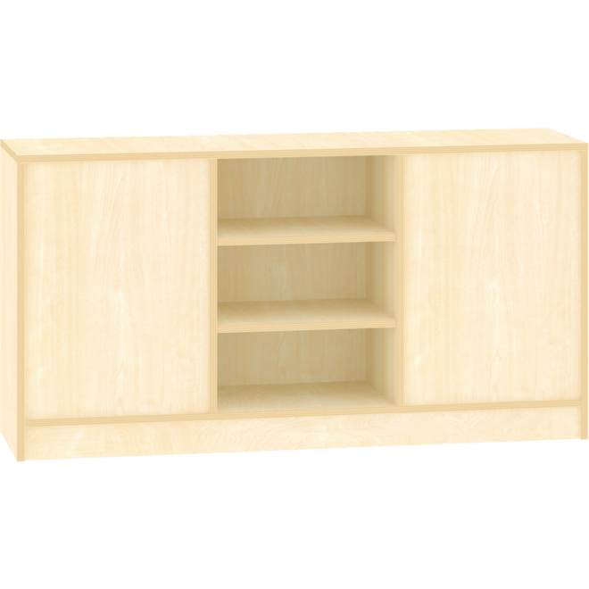 Kast dubbelzijdig met 6 vaste legplanken , 149 × 40 × 77 cm, ahorn