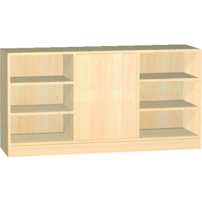 Kast dubbelzijdig met 6 vaste legplanken , 149 × 40 × 77 cm, beuken