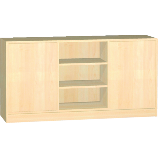 Kast dubbelzijdig met 6 vaste legplanken , 149 × 40 × 77 cm, beuken