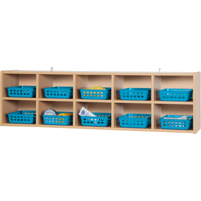 Vakken hangkast, 10 vakken, 125 × 27,5 × 36,5 cm, ahorn