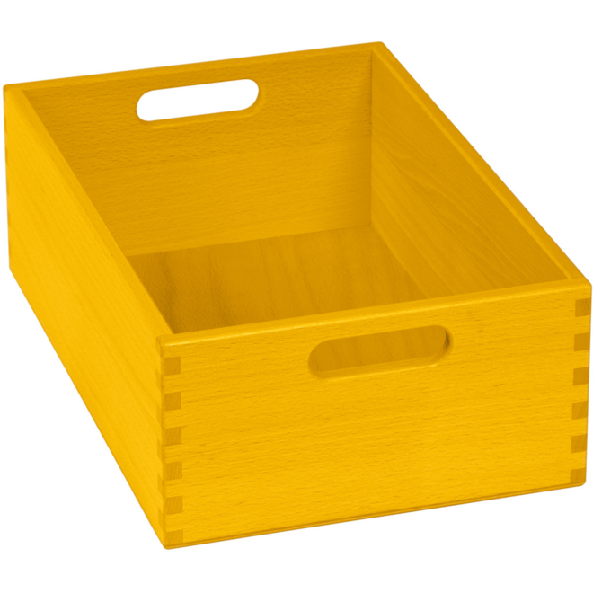 Bak t.b.v. materialkast 6503023 en 6503024, gebeitst, 23x35x12cm, geel