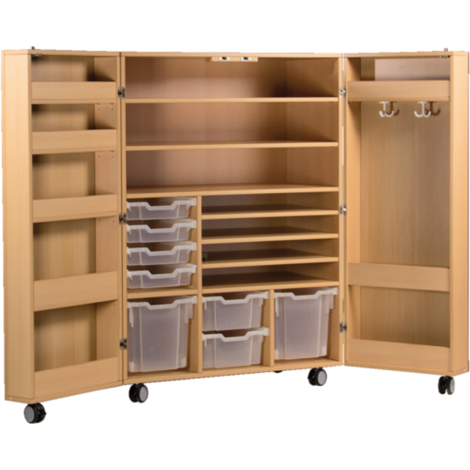 Klapkast Crea ahorn verrijdbaar, 105 x 65 x 146 cm