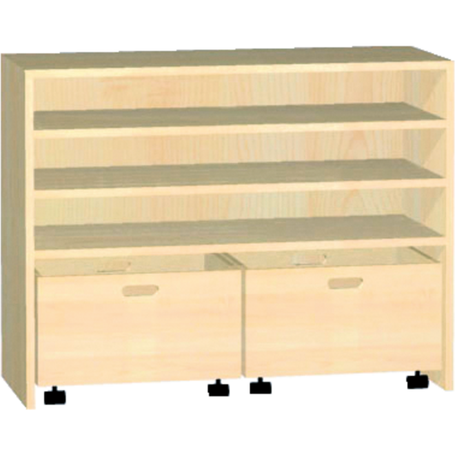 Kast voor rolbak 100 × 40 × 77 cm met 2 legplanken, beuken