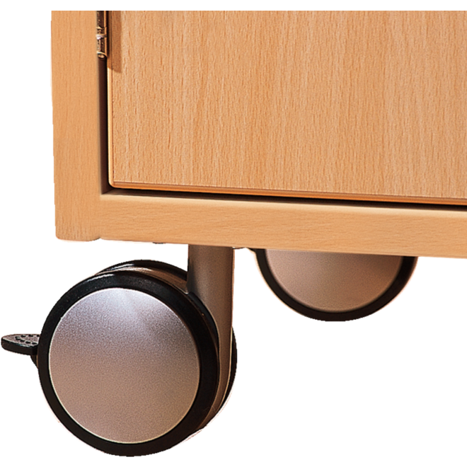 Zwenkwielen tbv kast, set van 4 waarvan 2 geremd, 8,5 cm hoog