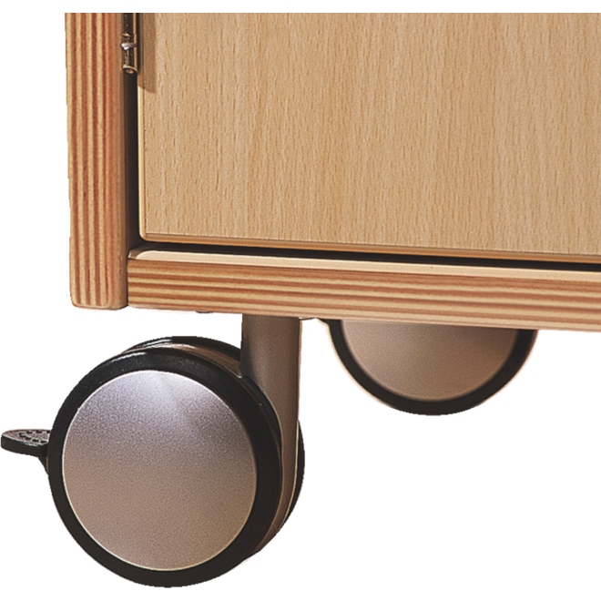 Zwenkwielen tbv kast, set van 4 waarvan 2 geremd, 8,5 cm hoog
