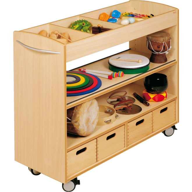Materiaalwagen Lotte, 2 zijdig verrijdbaar , ahorn, 105 x 40 x 89 cm