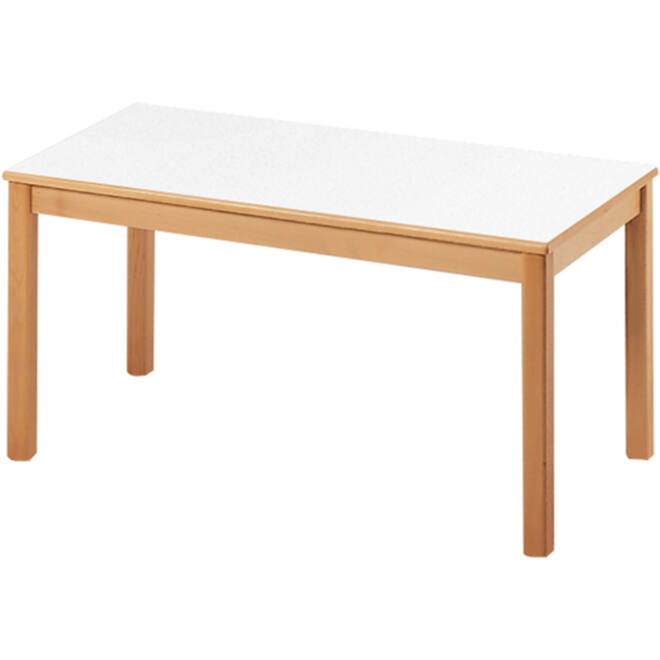 Tafel rechthoekig ahorn, blad wit 120 x 60 cm hoogte B2-53 cm