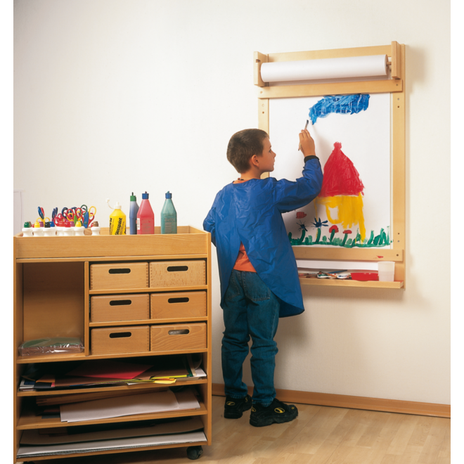 Verfwand beuken met aflegplank, 115 x73 x13 cm