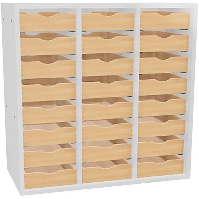 Postvakkast, 3 kolommen, 24 houten bakjes, breedte 80 cm