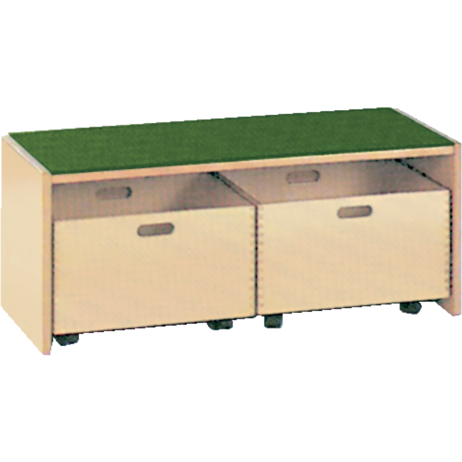 Podiumelement recht 100 × 40 × 35 cm, Ahorn met Tretford bekleding kleur Champignon