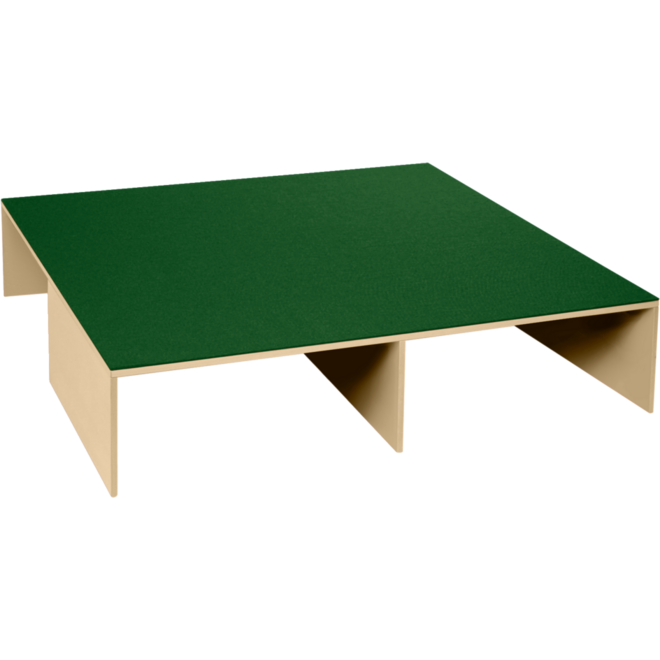 Podiumelement XXL Ahorn,160 x160 x 35 cm, voor 3 rolbakken, bekleed