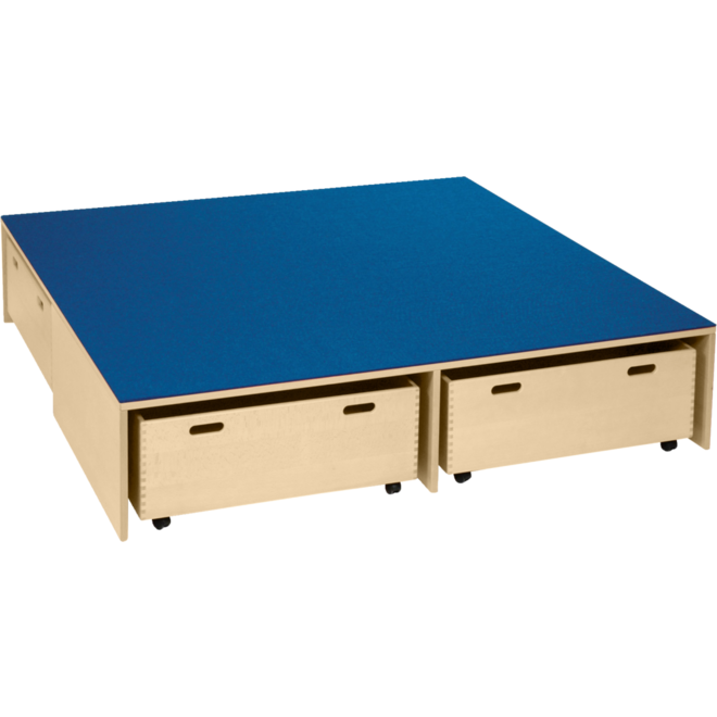 Podiumelement XXL Ahorn,160 x160 x 35 cm, voor 3 rolbakken, bekleed