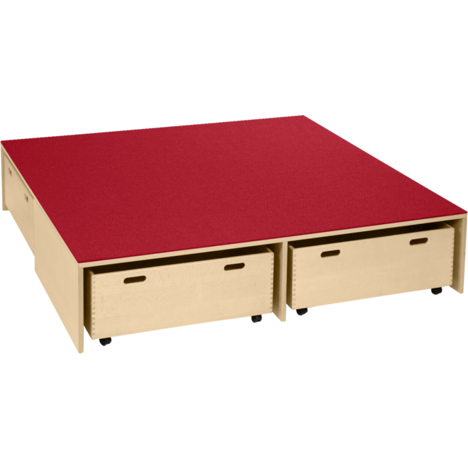 Podiumelement XXL Ahorn,160 x160 x 35 cm, voor 3 rolbakken, bekleed