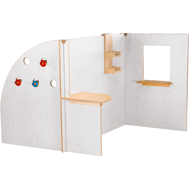 Kinderopvangspeelwand, rollenspel, 129 x 143,5 x 101,5 cm, berkenmultiplex