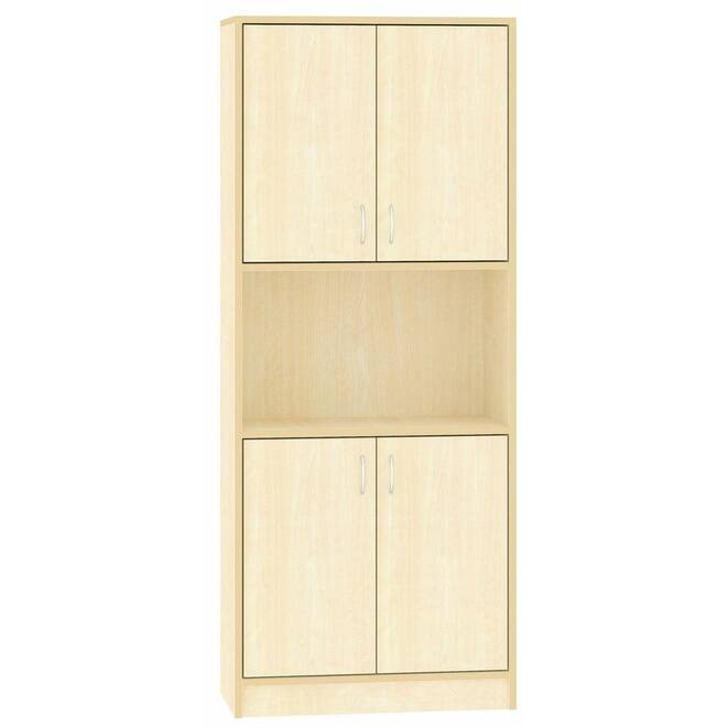 Hoge kast, ahorn, 77x40x188 cm, 2x2 deuren, 3 legplanken