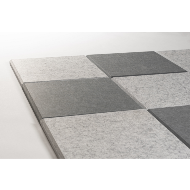 Akoestische PET-vilt wandtegels, set12, combi set grijs, 30x30 cm
