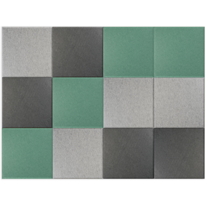 Akoestische PET-vilt wandtegels, set12, combi set geel, 30x30 cm