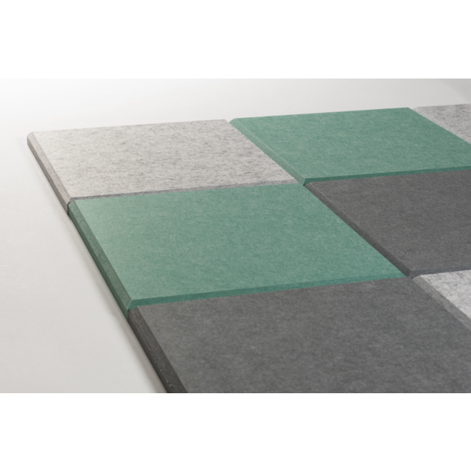 Akoestische PET-vilt wandtegels, set12, combi set petrolgroen, 30x30cm