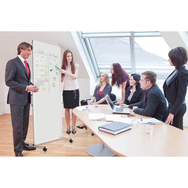 Smit Visual mobiel whiteboard, emailstaal wit, 180x75 cm