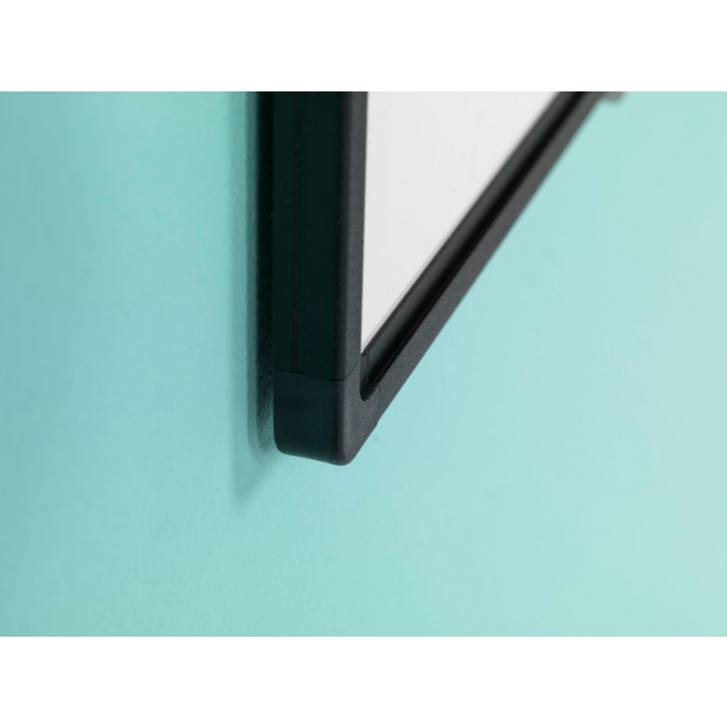 Whiteboard, wit emaille, Softline 8 mm - zwart profiel