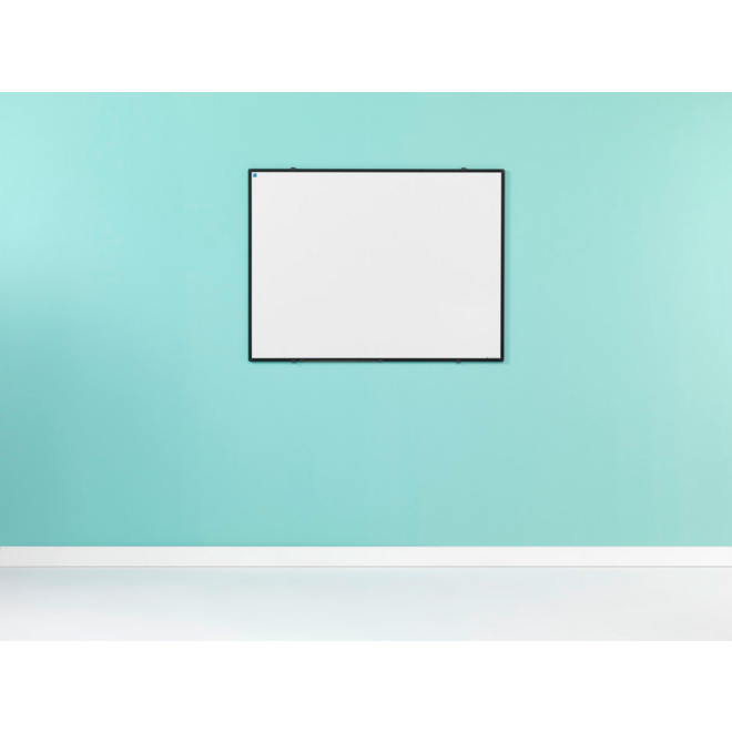 Whiteboard, wit emaille, Softline 8 mm - zwart profiel
