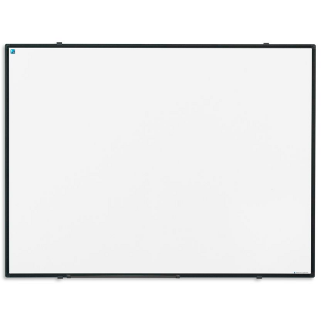 Whiteboard, wit emaille, Softline 8 mm - zwart profiel