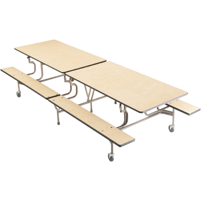 Rechthoekige tafel met banken, 244 x 68 cm (LxH)
