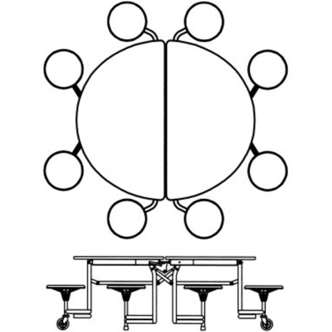 Ronde tafel, 8-zitter H74 136cm x 153cm x 74cm