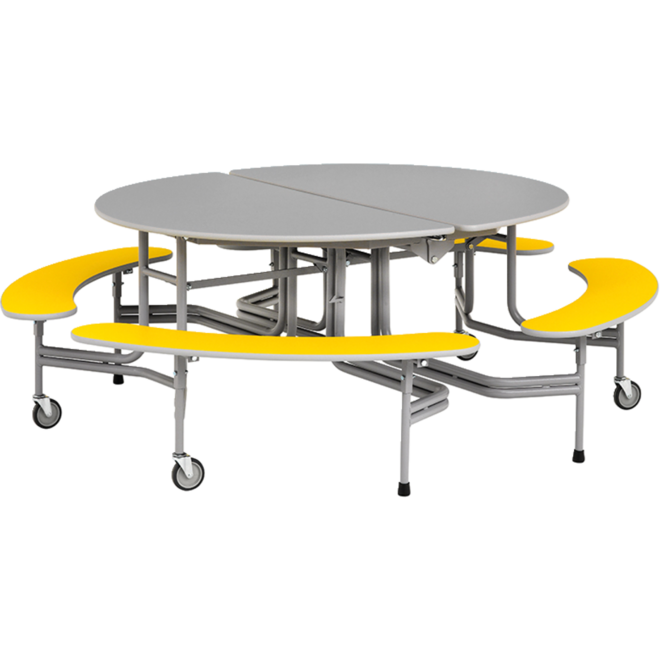 Ronde tafel met banken, 8-zitter H61 136cm x 153cm x 61cm