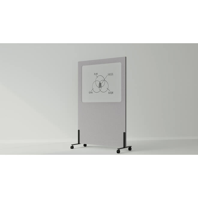 Akoestische whiteboard Silva, 200 x 120 cm, Donkergrijs, verrijdbaar